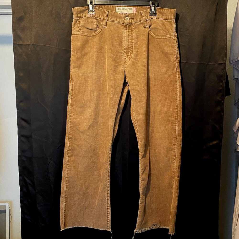 Vintage Y2K Levis 527 Boot Cut Corduroy Pants Men 34x32 (34x28) Brown Fray Hem